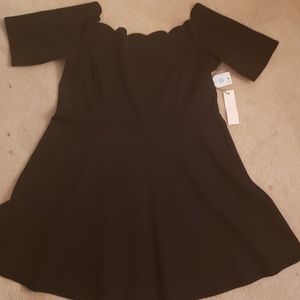 Vandalie Off Shoulder Scallop Neckline Ponte Dress